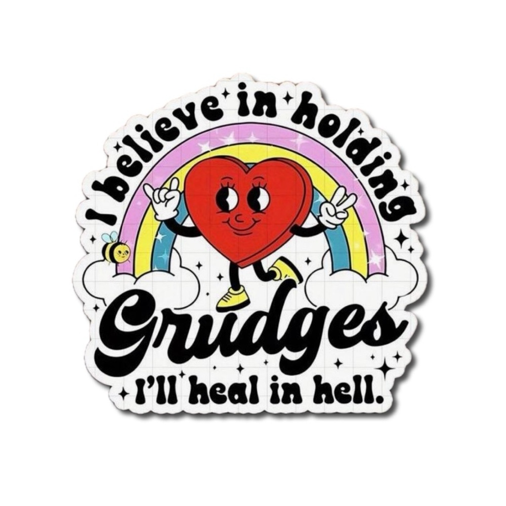 I Believe in Holding Grudges Colorful Heart Design Sticker NWT